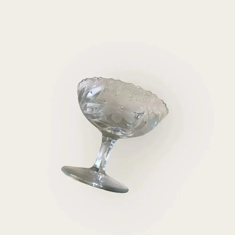 Beautiful Vintage Crystal Etched Floral Candy Compote Pedestal Dish